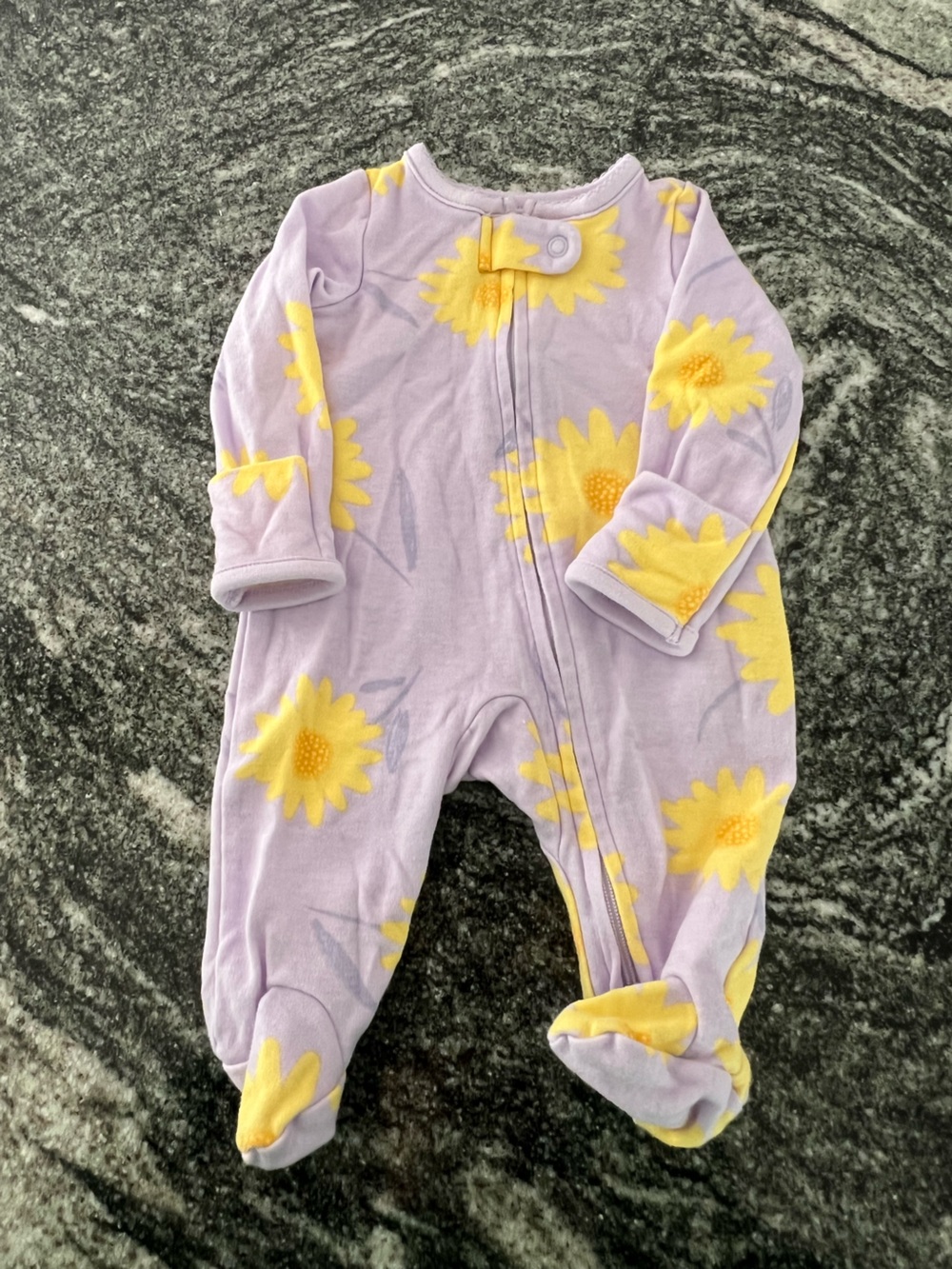 Carter's Lavender and Yellow Sunflower Footed One-Piece
